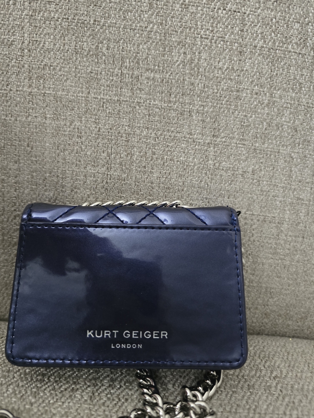 NWT Kurt Geiger London Micro Kingsley Quilted Crossbody Bag - Metallic Navy/Purp - Picture 5 of 7